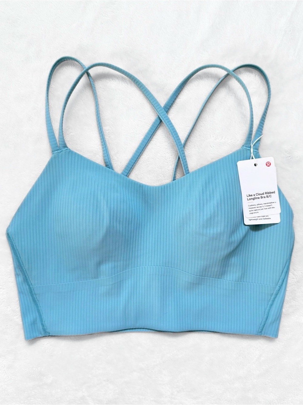 NWT Lululemon Like a Cloud Ribbed Longline Bra – Washed Blue – Size 6 (B/C)
